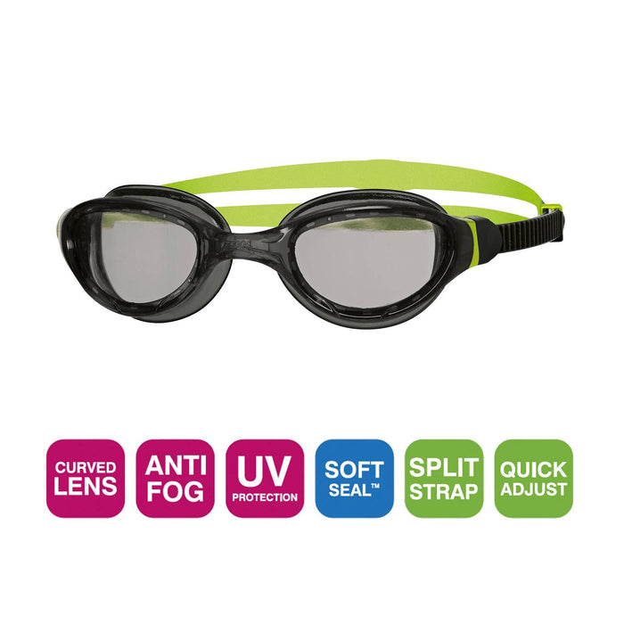 Gafas de natación Phantom 2.0 Junior Negro-Verde Lentes ahumadas Zoggs 461312BKBLTSM