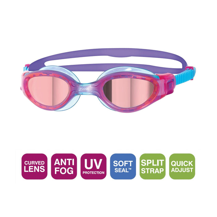 Gafas de natación Phantom Elite Espejo Junior Rosa-Azul Lentes reflejadas-Rojas Zoggs 461316PKBLMRD