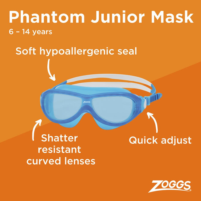 Máscara de natación Phantom Junior Azul-Blanco Lentes ahumadas-Azul Zoggs 461317BLWHTBL