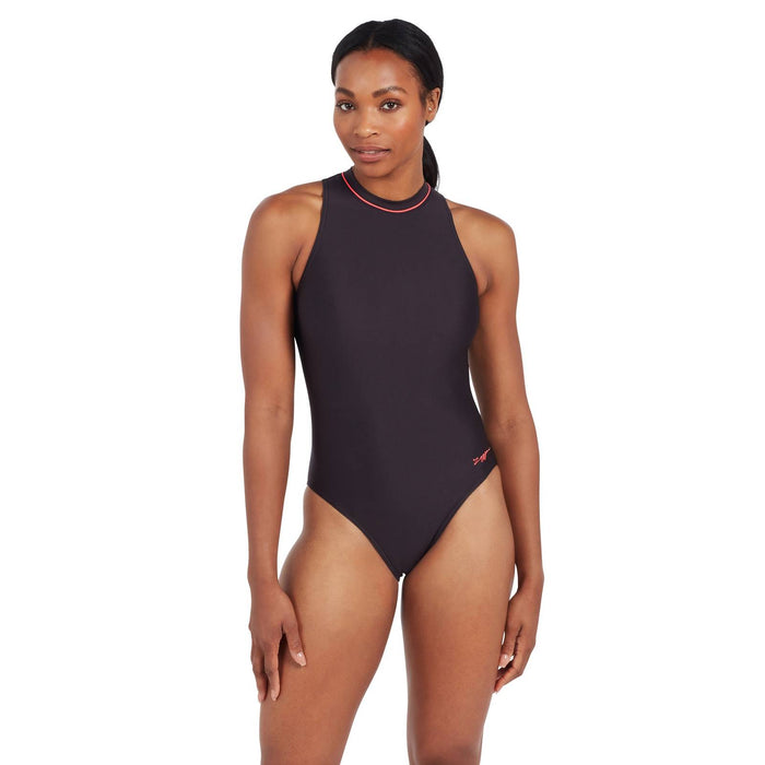 Bañador de Una Pieza con Cremallera Alta Cuello Mujer Negro Talla 32-XS Zoggs 462554BK32