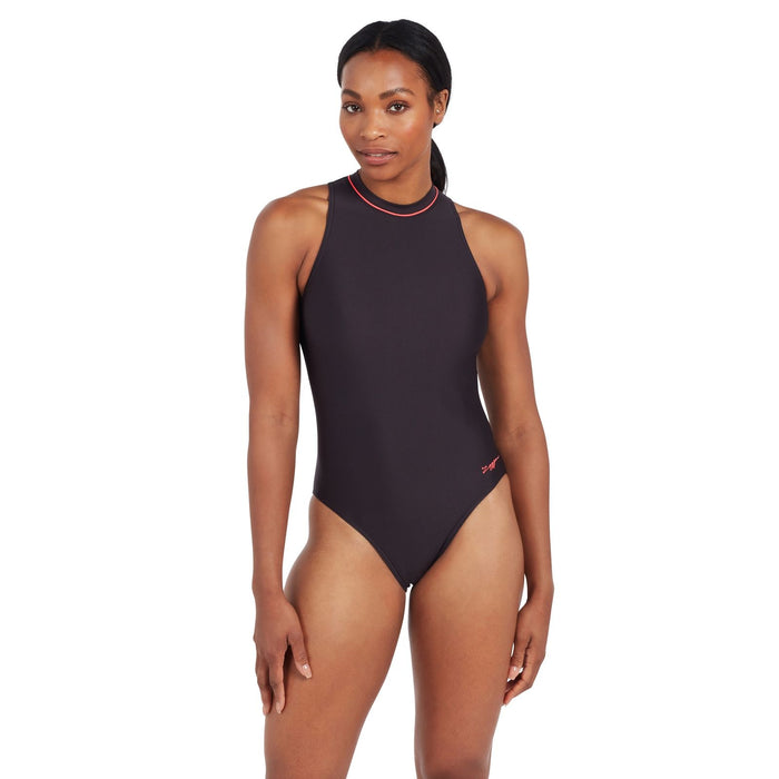 Bañador de Una Pieza con Cremallera Alta Cuello Mujer Negro Talla 40-XL Zoggs 462554BK40