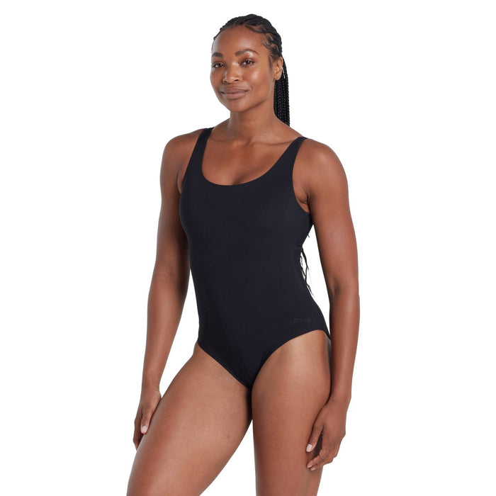 Bañador de una pieza Scoopback forrado en plata negro talla 48-5XL Zoggs 462577BK48