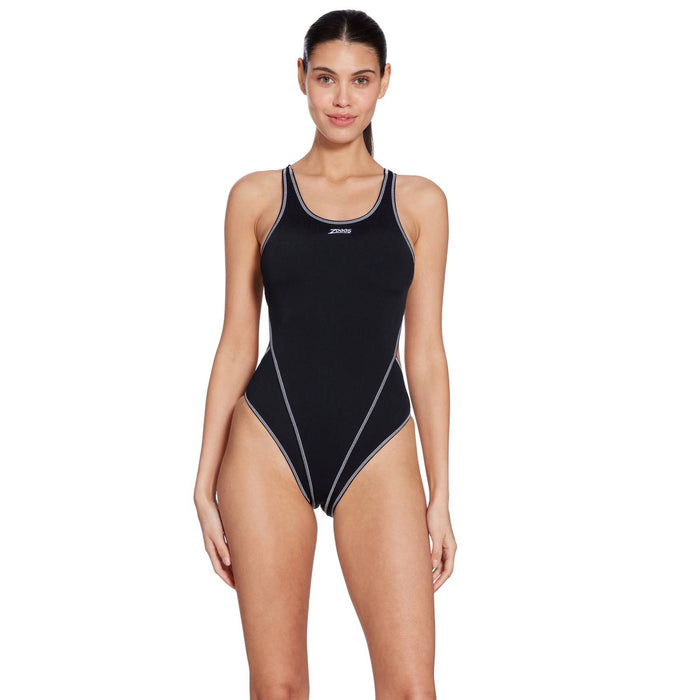 Bañador de una pieza Melbourne Haxback Negro-Blanco Tamaño 32-XS Zoggs 462585BKWH32