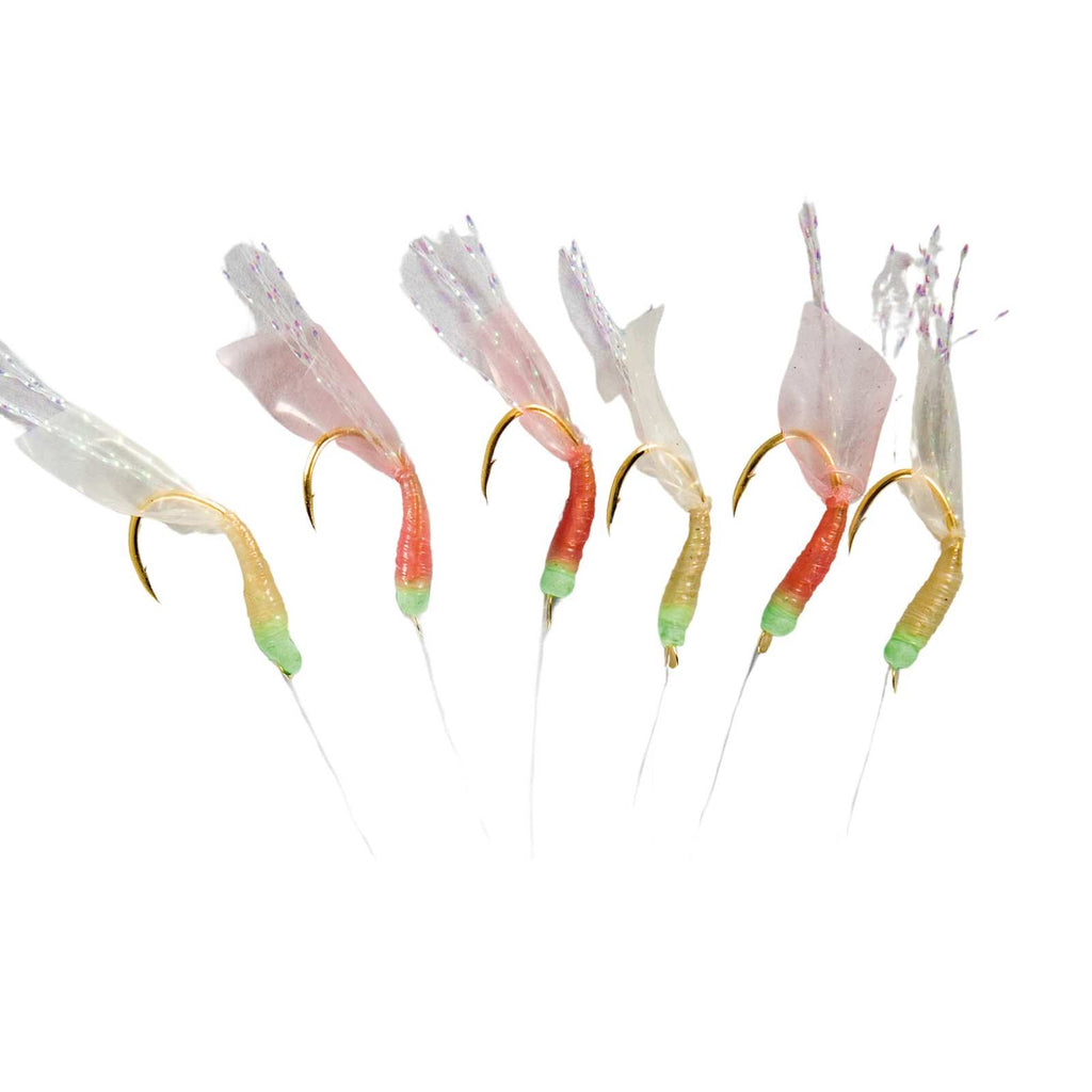 Sabiki Rig camarón colores mixtos 6 anzuelos dorados tamaño 5 Hikaru 5648105