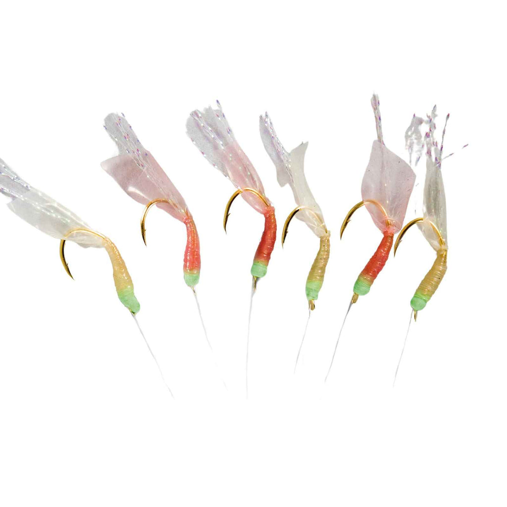 Sabiki Rig camarón colores mixtos 6 anzuelos dorados tamaño 6 Hikaru 5648106