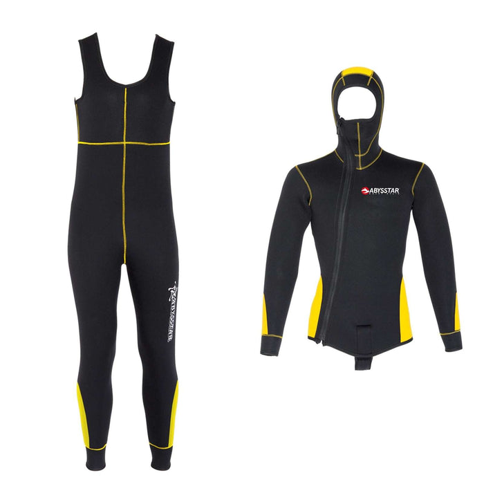 Traje de Neopreno Completo Pacific Color Con Cierre Frontal Hombre 5mm Negro-Amarillo XXXL Abysstar 63025