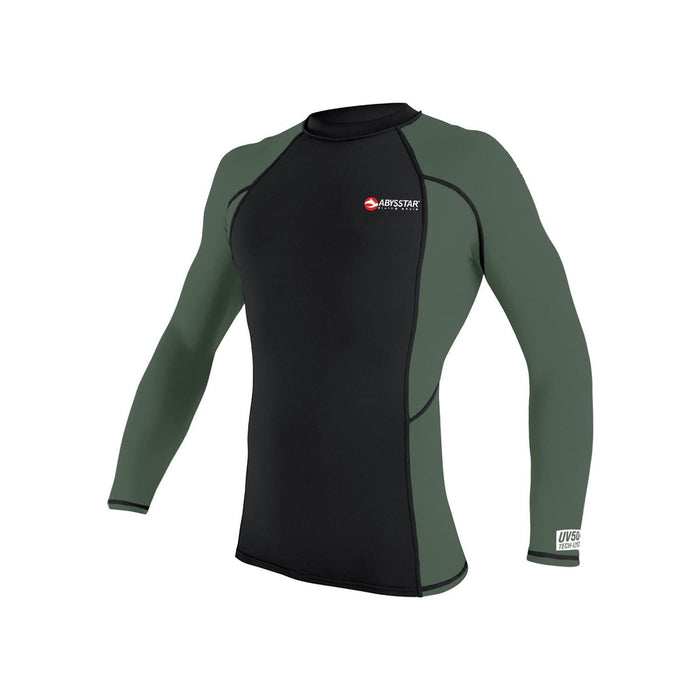 Camiseta de Natación Malibu Lycra Manga Larga Hombre Negro-Verde XL Abysstar 64054
