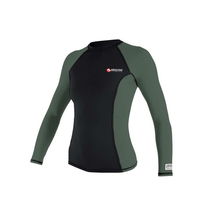 Camiseta de Natación Malibu Lycra Manga Larga Mujer Negro-Verde S Abysstar 64061
