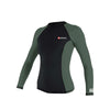 Camiseta de Natación Malibu Lycra Manga Larga Mujer Negro-Verde S Abysstar 64061