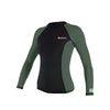 Camiseta de Natación Malibu Lycra Manga Larga Mujer Negro-Verde XXL Abysstar 64065