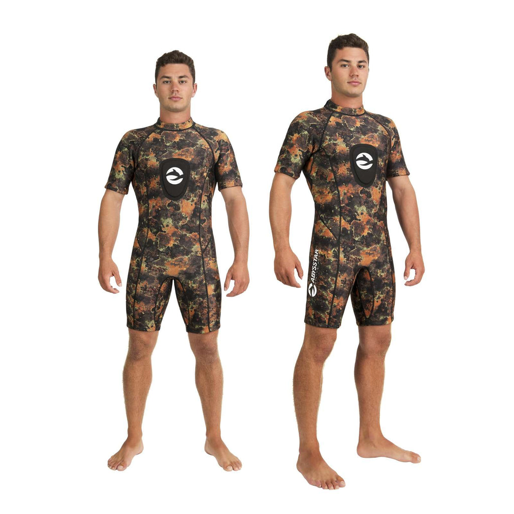 Traje de buceo corto para pesca submarina Sea Spring Hombre 2,5mm Camo-Marrón-Naranja XL Abysstar 68152