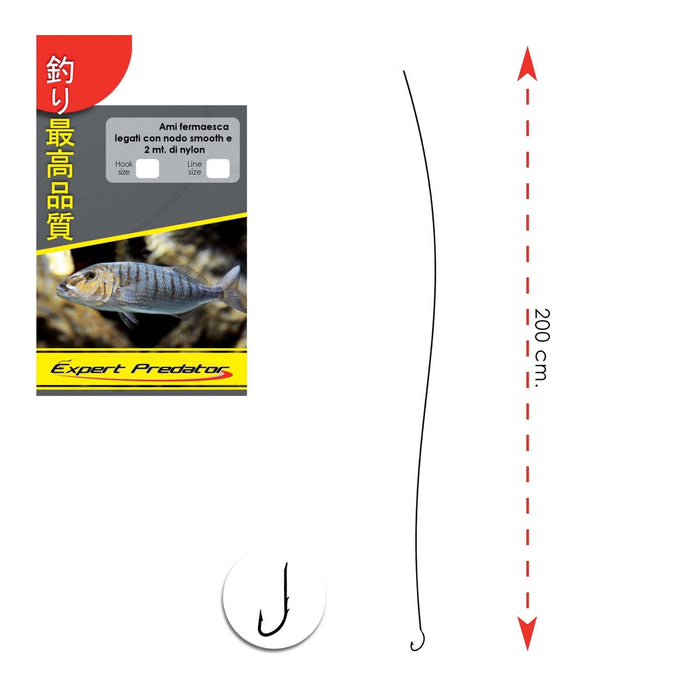 Anzuelos atados con nylon de fluorocarbono de 2m 0,25mm Tamaño 12 Expert Predator 6913012