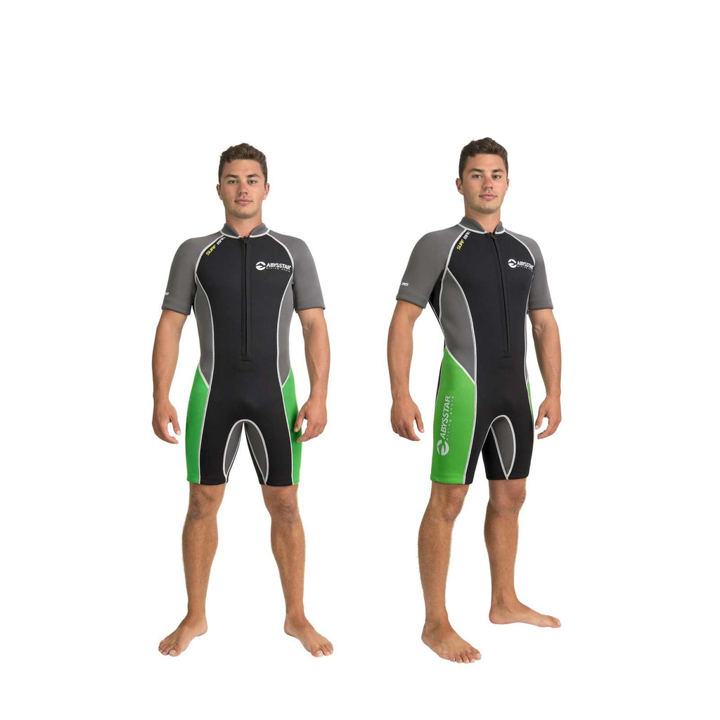 Traje de Neopreno Corto de Snorkeling Surf Hombre 2,5mm Negro-Gris-Verde L Abysstar 69491