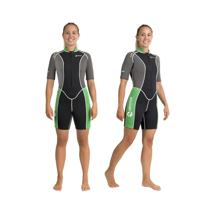 Traje de Neopreno Corto de Snorkeling Surf Mujer 2,5mm Negro-Gris-Verde M Abysstar 69497