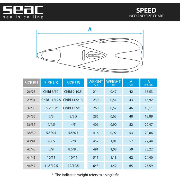 Aletas de snorkel Speed Niños Blancas 26-28 Seac 71-15W-26-28