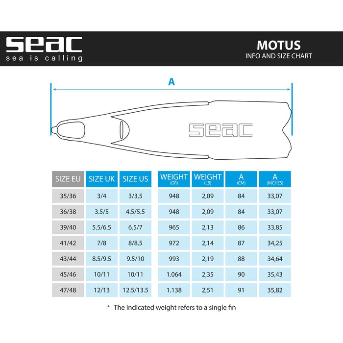 Aletas de apnea y pesca submarina Motus Camo-Gris Talla 35-36 Seac 71-25CG-35-36