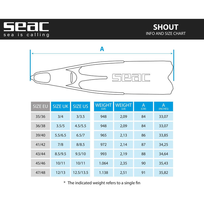 Aletas de apnea y pesca submarina Shout S700 Camo-Gris 39-40 Seac 71-44CG-39-40