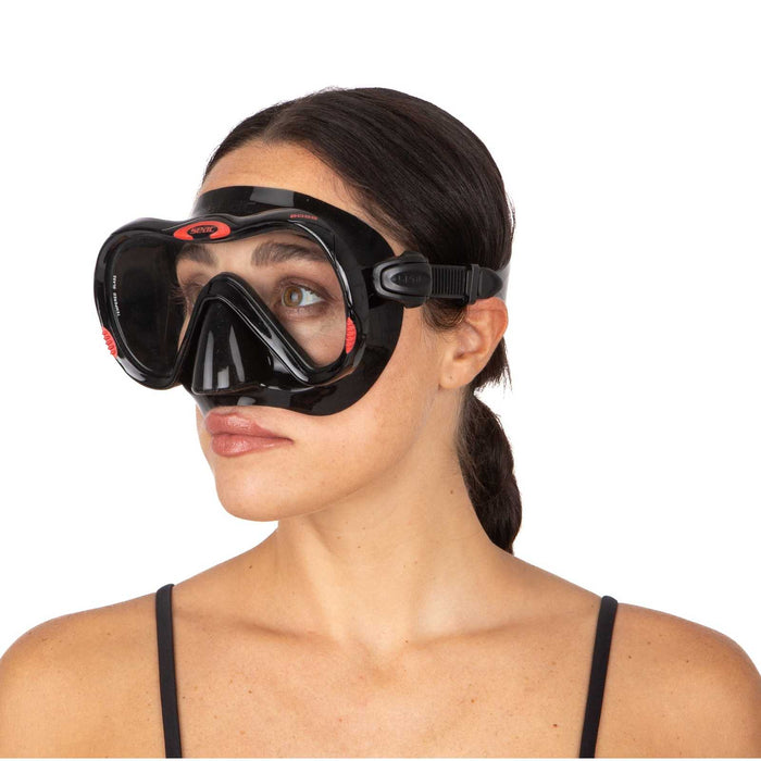 Máscara de Snorkel de Buceo Boss Negro-Rojo Seac 75-5NR-SBL