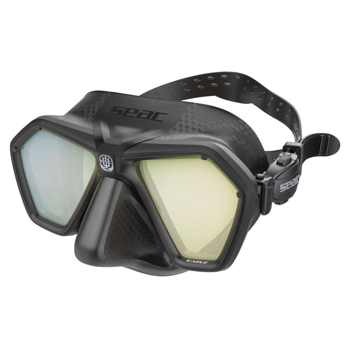 Máscara de Freediving y Spearfishing Eagle Lentes Espejadas Negras-Amarillas Seac 75-66NY-SBL-LS