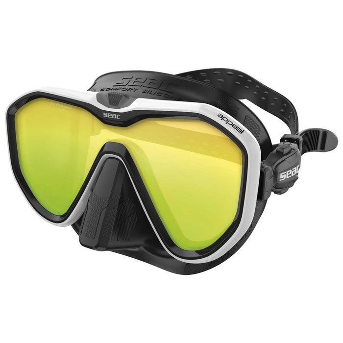 Máscara de Buceo Appeal Lentes Espejadas Negra-Blanca Seac 75-73W-SBL-LS