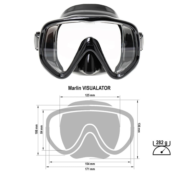 Máscara de buceo Visualator negra Marlin 9899