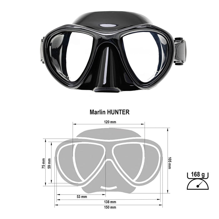 Máscara de pesca submarina Hunter negra Marlin 9901