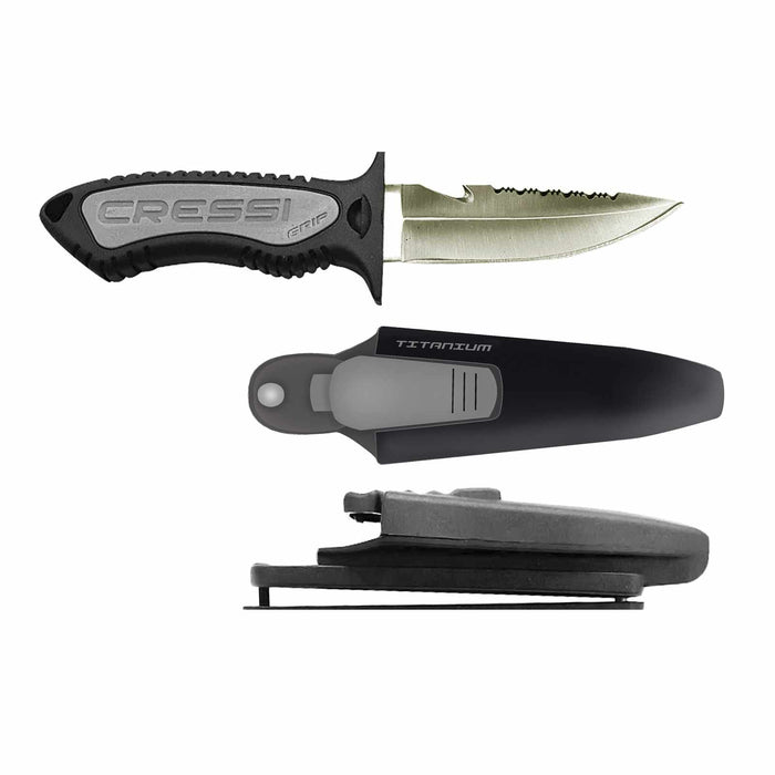 Cuchillo de buceo Grip Titanio Negro 15,7cm Cressi BRC559420