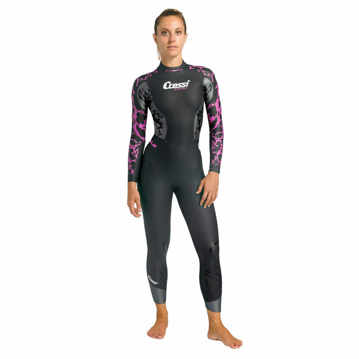 Traje de Neopreno Kuwae Mujer 2-3-4mm Negro-Rosa M-3 Cressi DG002613