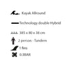 Kayak Inflable Hawk 385 2 Personas-Tándem Kohala KHD385