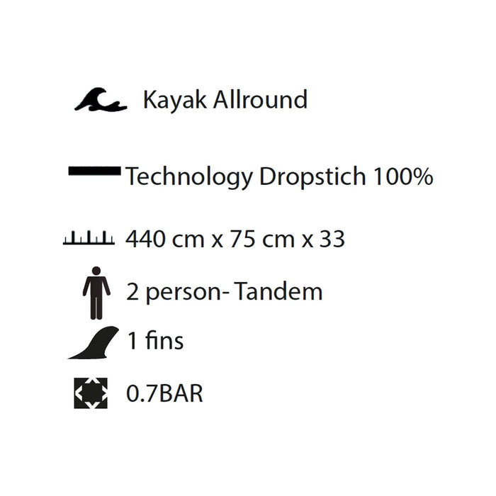 Kayak Inflable Caravel 440 2 Personas-Tándem Kohala KHD440