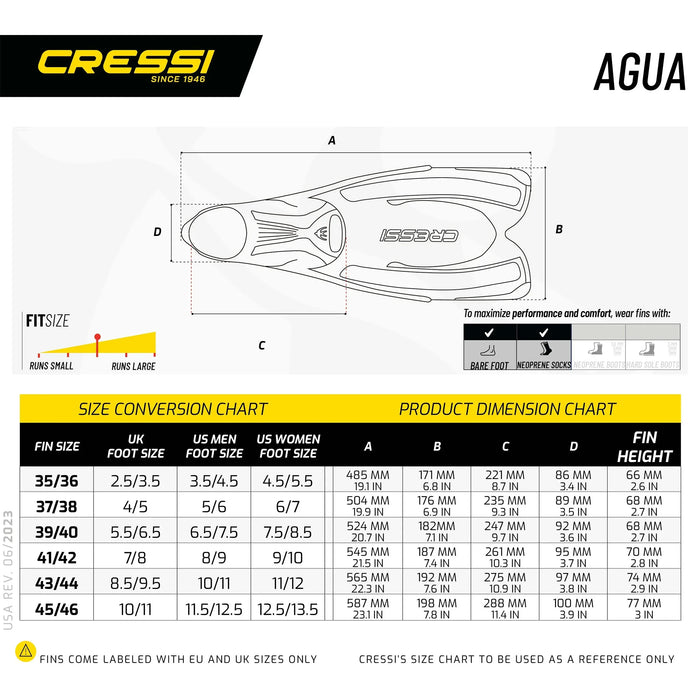 Snorkeling and Swimming Fins Agua Kids Cressi